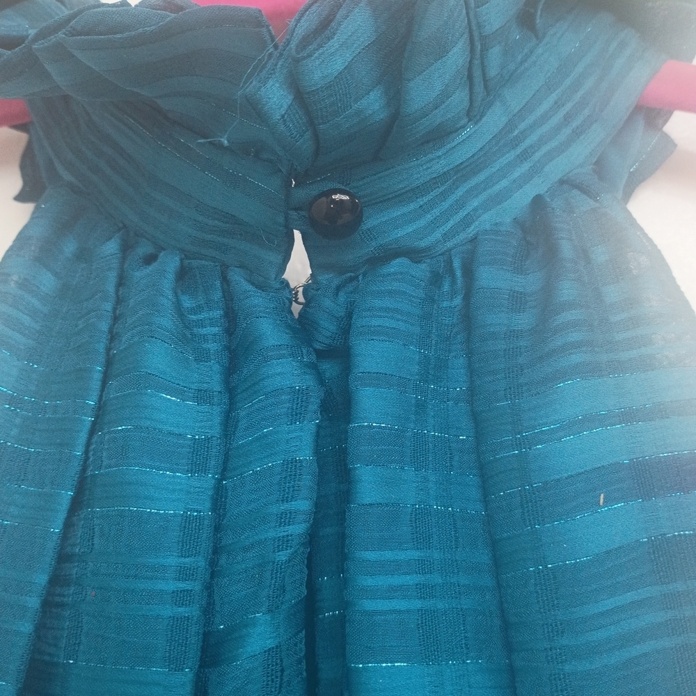 Badgley Mischka Teal Halter Ruffle Mini Dress - Picture 6 of 8